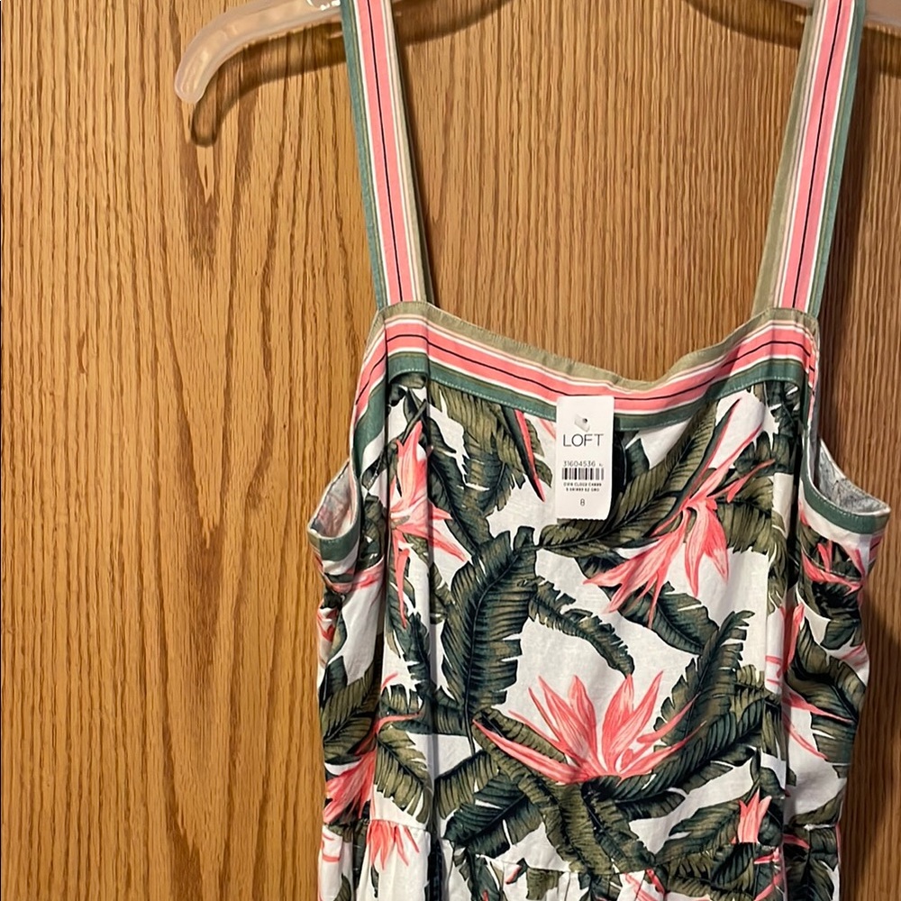 LOFT Tropical Floral Dress with Pink and Green